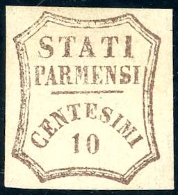 1859 - 10 cent. bruno (14), gomma originale, ... 