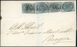 1854 - 1/2 baj grigio azzurro (1a), quattro ... 