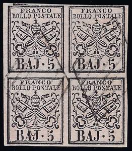 1852 - 5 baj rosa chiaro (6), blocco di ... 