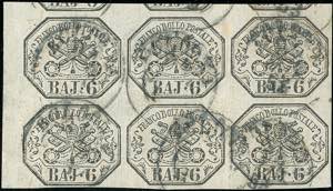 1852 - 6 baj grigio (7a), blocco di sei, ... 