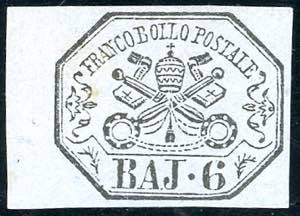 1864 - 6 baj lilla azzurrastro (7Ab), bordo ... 