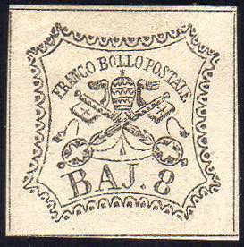 1852 - 8 baj bianco (9), gomma originale, ... 