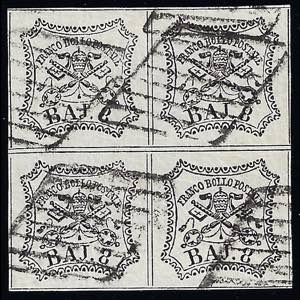 1852 - 8 baj bianco (9), blocco di quattro, ... 