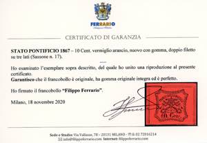 1867 - 10 cent. vermiglio arancio ... 