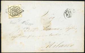 1857 - 8 baj bianco, falso per posta di ... 