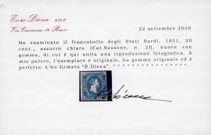 1851 - 20 cent. azzurro chiaro ... 