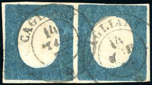 1854 - 20 cent. azzurro verdastro (8d), ... 