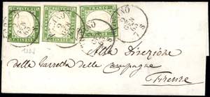 1863 - 5 cent. verde bronzo (13Db), in ... 