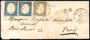 1860 - 10 cent. bruno chiaro rosaceo, 20 ... 