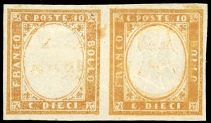 1863 - 10 cent. bistro, coppia orizzontale ... 