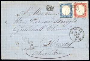 1862 - 20 cent. azzurro oltremare, 40 cent. ... 