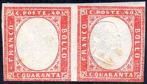 1863 - 40 cent. rosa vermiglio (16F), coppia ... 
