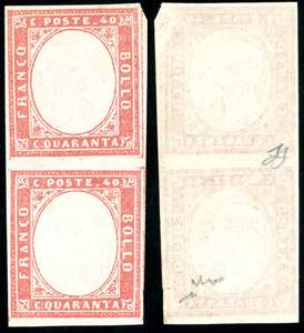 1863 - 40 cent. rosa vermiglio (16F), coppia ... 