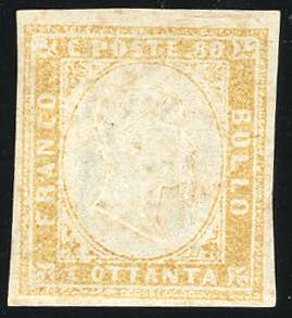 1859 - 80 cent. giallo ocra pallido (17A), ... 