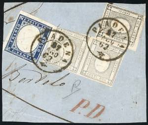 1862 - 1 cent. nero, 2 cent. grigio chiaro, ... 