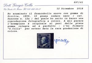 1859 - 10 grana indaco nero (12a), ... 