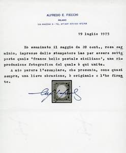 PROVE 1860 - 20 cent. rosa con ... 