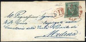 1855 - 4 crazie verde su grigio (6), margini ... 