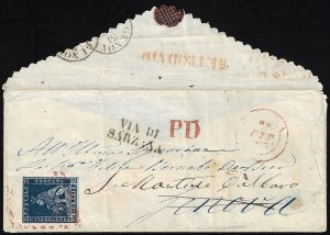 1853 - 6 crazie indaco su azzurro (7a), ... 