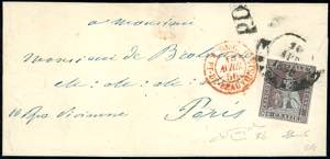 1856 - 9 crazie bruno violaceo su azzurro ... 