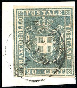 1860 - 20 cent. azzurro grigio (20b), ... 