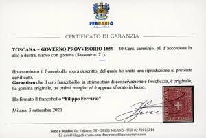 1859 - 40 cent. carminio (21), ... 