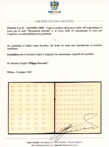 SAVONA 1945 - Foglio completo ... 