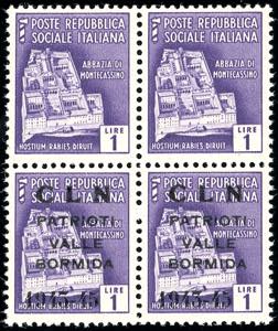 VALLE BORMIDA 1945 - 1 lira, blocco di ... 