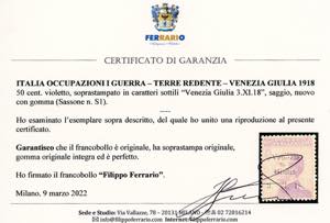 VENEZIA GIULIA 1918 - 50 cent. ... 