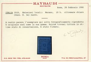 MERANO 1918 - 10 h. oltremare ... 