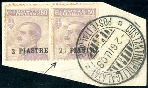 COSTANTINOPOLI 1908 - 2 piastre su 50 cent., ... 