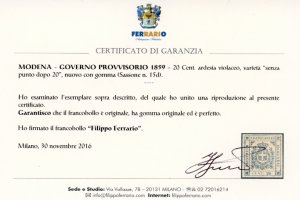 1859 - 20 cent. ardesia violaceo, ... 