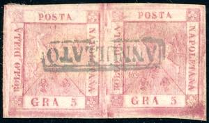 1858 - 5 grana carminio rosa, II ... 