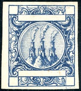 1865 - Saggio Riester in blu, senza diciture ... 