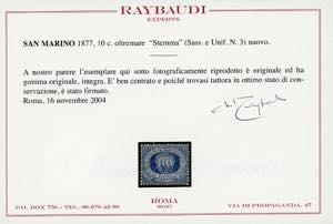 1877 - 10 cent. oltremare Stemma ... 