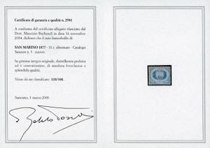 1877 - 10 cent. oltremare Stemma ... 