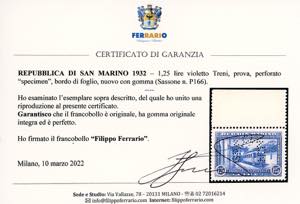 1932 - 1,25 lire violetto Treni, ... 