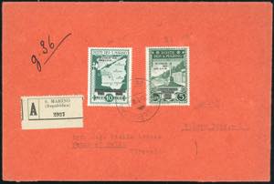 1944 - 5 lire, 10 lire di posta aerea Caduta ... 