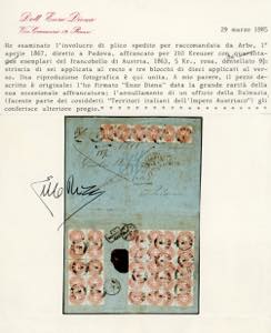 AUSTRIA 1867 - 5 Kr. rosa, dent. 9 ... 