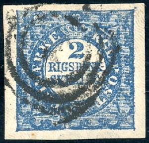 DANIMARCA 1851 - 2 s. azzurro (1), usato, ... 
