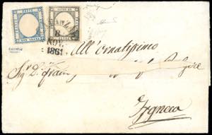 1861 - 1 grano nero, EFFIGIE CAPOVOLTA, ... 