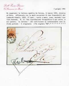 1852 - 15 cent. rosa, II tipo (5), ... 