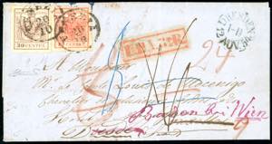 1854 - 15 cent. rosso, III tipo, 30 cent. ... 