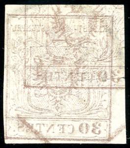 1850 - 30 cent. bruno, I tipo (7), ... 