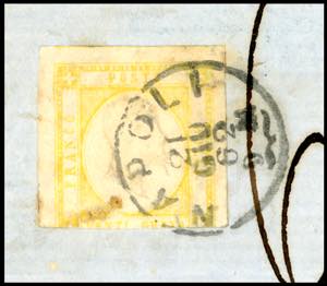 1862 - 20 grana giallo (23), corto ... 