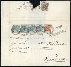 1852/58 - 15 cent. rosso, 45 cent. azzurro ... 