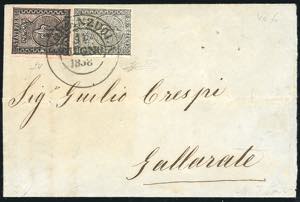 1858 - 10 cent. bianco, 15 cent. rosa (2,3), ... 