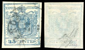 1851 - 45 cent. ardesia, carta a coste ... 