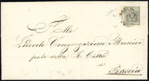 1858 - 10 cent. nero grigio, carta a ... 