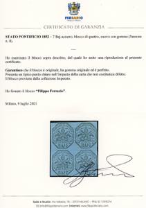 1852 - 7 baj azzurro (8), blocco ... 